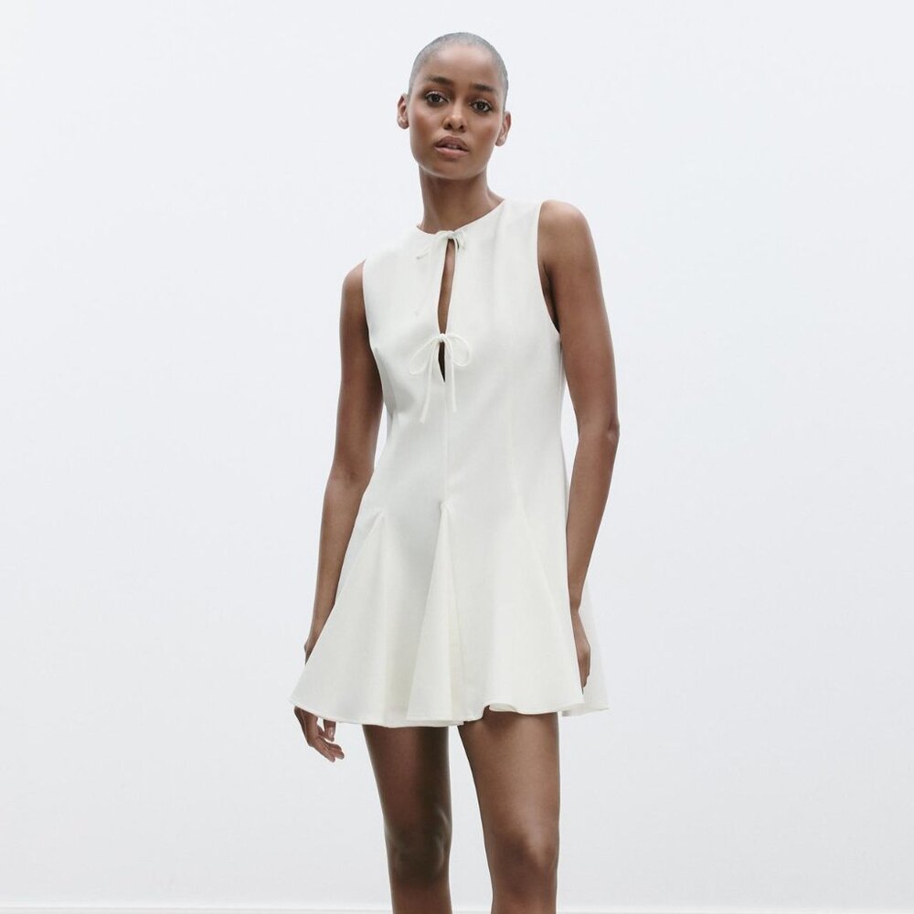 ZARA GODET BOW SHORT DRESS